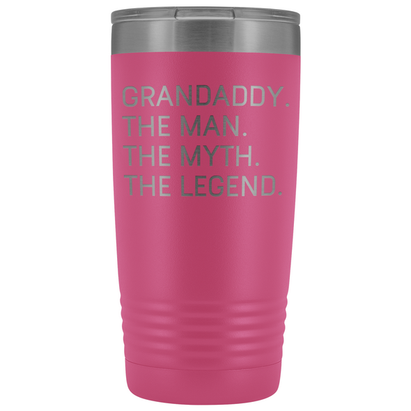 Grandaddy Gifts Grandaddy The Man The Myth The Legend Stainless Steel Vacuum Travel Mug Insulated Tumbler 20oz $31.99 | Pink Tumblers