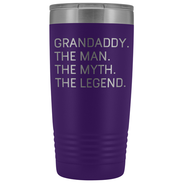 Grandaddy Gifts Grandaddy The Man The Myth The Legend Stainless Steel Vacuum Travel Mug Insulated Tumbler 20oz $31.99 | Purple Tumblers