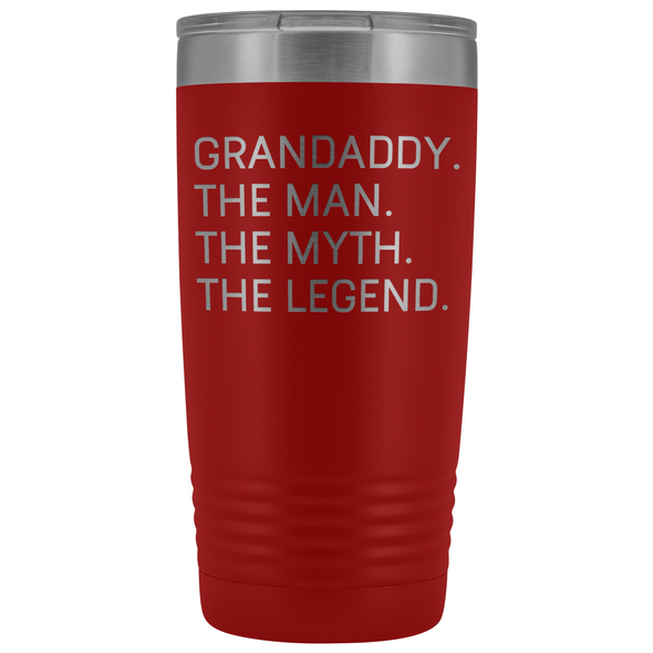 Grandaddy Gifts Grandaddy The Man The Myth The Legend Stainless Steel Vacuum Travel Mug Insulated Tumbler 20oz $31.99 | Red Tumblers
