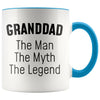 Granddad Gifts Granddad The Man The Myth The Legend Granddad Christmas Grandpa Birthday Father’s Day Coffee Mug $14.99 | Blue Drinkware