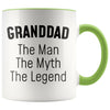 Granddad Gifts Granddad The Man The Myth The Legend Granddad Christmas Grandpa Birthday Father’s Day Coffee Mug $14.99 | Green Drinkware