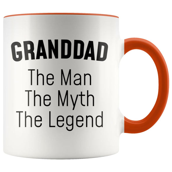 Granddad Gifts Granddad The Man The Myth The Legend Granddad Christmas Grandpa Birthday Father’s Day Coffee Mug $14.99 | Orange Drinkware