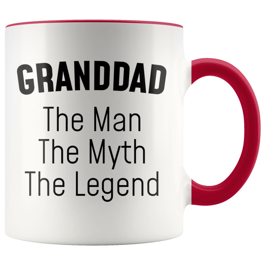 Granddad Gifts Granddad The Man The Myth The Legend Granddad Christmas Grandpa Birthday Father’s Day Coffee Mug $14.99 | Red Drinkware