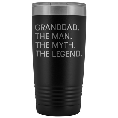Granddad Gifts Granddad The Man The Myth The Legend Stainless Steel Vacuum Travel Mug Insulated Tumbler 20oz $31.99 | Black Tumblers