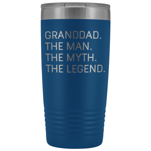 Granddad Gifts Granddad The Man The Myth The Legend Stainless Steel Vacuum Travel Mug Insulated Tumbler 20oz $31.99 | Blue Tumblers