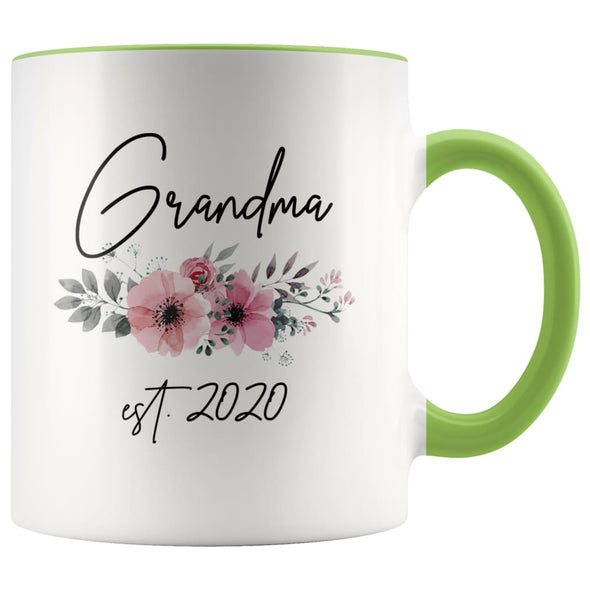 Grandma Est 2020 Pregnancy Announcement Gift to New Grandma Coffee Mug 11oz $14.99 | Green Drinkware