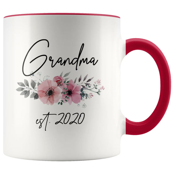 Grandma Est 2020 Pregnancy Announcement Gift to New Grandma Coffee Mug 11oz $14.99 | Red Drinkware