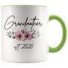 Grandmother Est 2020 Pregnancy Announcement Gift to New Grandmother Coffee Mug 11oz $14.99 | Green Drinkware