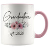 Grandmother Est 2020 Pregnancy Announcement Gift to New Grandmother Coffee Mug 11oz $14.99 | Pink Drinkware