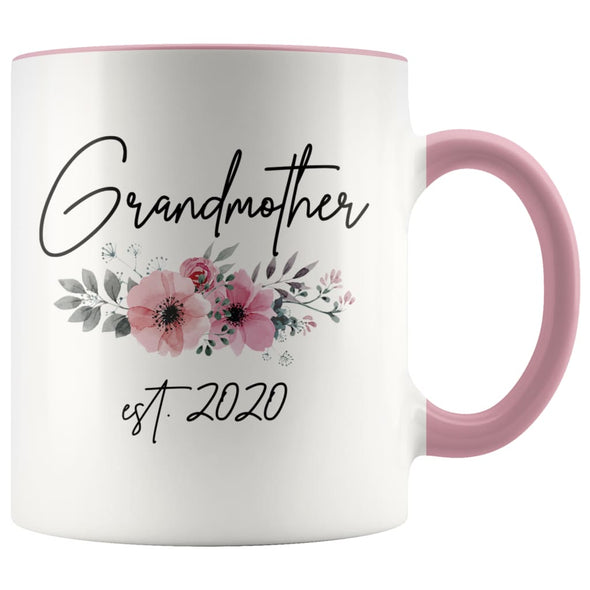Grandmother Est 2020 Pregnancy Announcement Gift to New Grandmother Coffee Mug 11oz $14.99 | Pink Drinkware
