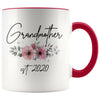 Grandmother Est 2020 Pregnancy Announcement Gift to New Grandmother Coffee Mug 11oz $14.99 | Red Drinkware