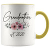 Grandmother Est 2020 Pregnancy Announcement Gift to New Grandmother Coffee Mug 11oz $14.99 | Yellow Drinkware