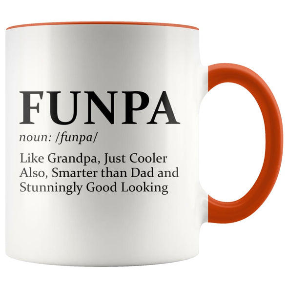 Grandpa Gifts Funpa Definition Funny 11 Ounce Coffee Cup Grandfather Mug Birthday Christmas Father’s Day Gifts $14.99 | Orange Drinkware