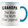 Grandpa Gifts Grandpa The Man The Myth The Legend Grandpa Christmas Birthday Coffee Mug $14.99 | Blue Drinkware