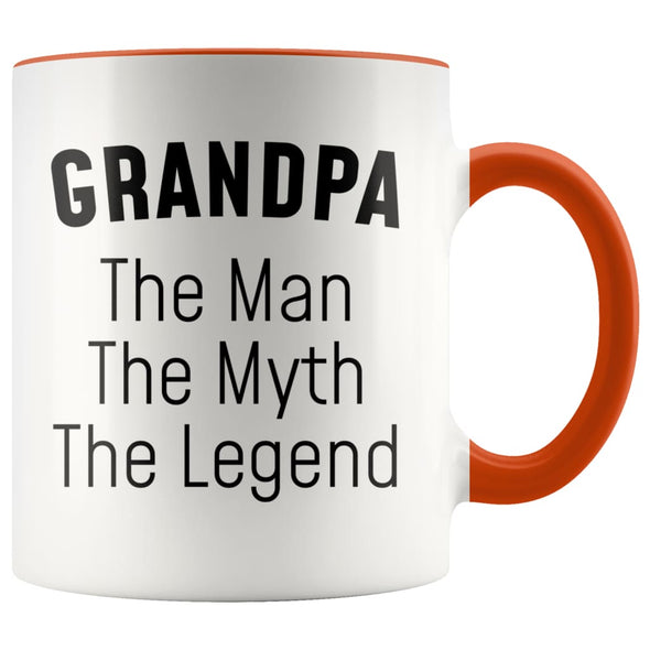 Grandpa Gifts Grandpa The Man The Myth The Legend Grandpa Christmas Birthday Coffee Mug $14.99 | Orange Drinkware