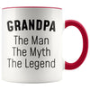 Grandpa Gifts Grandpa The Man The Myth The Legend Grandpa Christmas Birthday Coffee Mug $14.99 | Red Drinkware