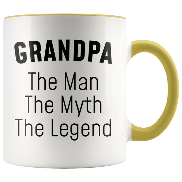 Grandpa Gifts Grandpa The Man The Myth The Legend Grandpa Christmas Birthday Coffee Mug $14.99 | Yellow Drinkware
