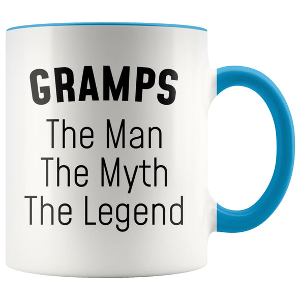 Grandpa Gramps Gifts Gramps The Man The Myth The Legend Gramps Christmas Birthday Father’s Day Coffee Mug $14.99 | Blue Drinkware
