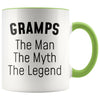 Grandpa Gramps Gifts Gramps The Man The Myth The Legend Gramps Christmas Birthday Father’s Day Coffee Mug $14.99 | Green Drinkware