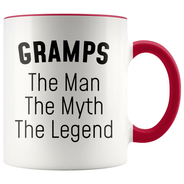 Grandpa Gramps Gifts Gramps The Man The Myth The Legend Gramps Christmas Birthday Father’s Day Coffee Mug $14.99 | Red Drinkware