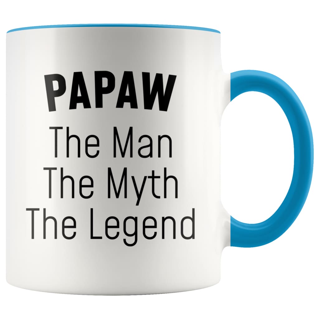Grandpa Papaw Gifts Papaw The Man The Myth The Legend Papaw Christmas Birthday Father’s Day Coffee Mug $14.99 | Blue Drinkware