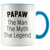 Grandpa Papaw Gifts Papaw The Man The Myth The Legend Papaw Christmas Birthday Father’s Day Coffee Mug $14.99 | Blue Drinkware