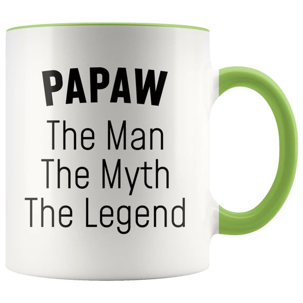 Grandpa Papaw Gifts Papaw The Man The Myth The Legend Papaw Christmas Birthday Father’s Day Coffee Mug $14.99 | Green Drinkware
