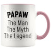 Grandpa Papaw Gifts Papaw The Man The Myth The Legend Papaw Christmas Birthday Father’s Day Coffee Mug $14.99 | Pink Drinkware