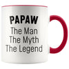Grandpa Papaw Gifts Papaw The Man The Myth The Legend Papaw Christmas Birthday Father’s Day Coffee Mug $14.99 | Red Drinkware
