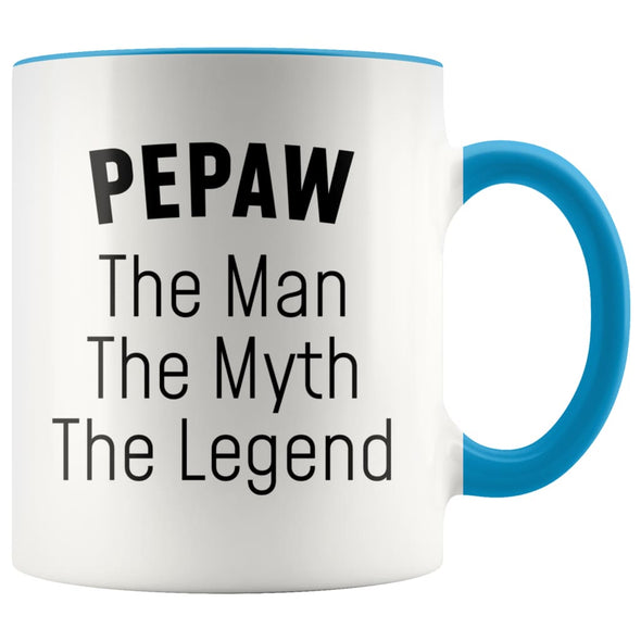 Grandpa Pepaw Gifts Pepaw The Man The Myth The Legend Pepaw Christmas Birthday Father’s Day Coffee Mug $14.99 | Blue Drinkware