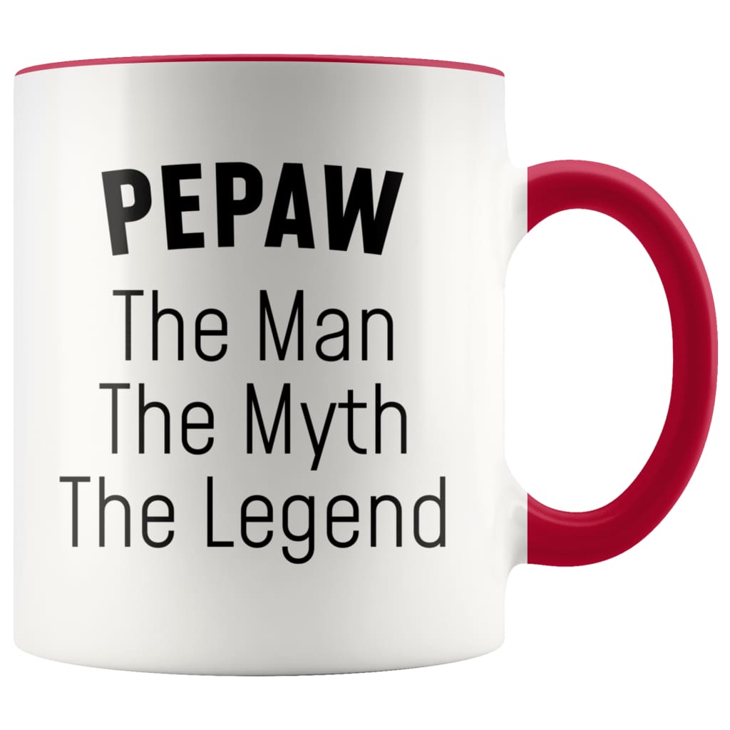 Grandpa Pepaw Gifts Pepaw The Man The Myth The Legend Pepaw Christmas Birthday Father’s Day Coffee Mug $14.99 | Red Drinkware