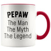 Grandpa Pepaw Gifts Pepaw The Man The Myth The Legend Pepaw Christmas Birthday Father’s Day Coffee Mug $14.99 | Red Drinkware