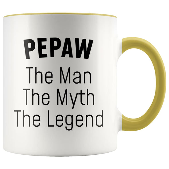 Grandpa Pepaw Gifts Pepaw The Man The Myth The Legend Pepaw Christmas Birthday Father’s Day Coffee Mug $14.99 | Yellow Drinkware