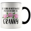 Granny Gift Ideas for Mother’s Day If Found In Microwave Please Return To Granny Coffee Mug Tea Cup 11 ounce $14.99 | Black Drinkware
