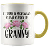 Granny Gift Ideas for Mother’s Day If Found In Microwave Please Return To Granny Coffee Mug Tea Cup 11 ounce $14.99 | Yellow Drinkware