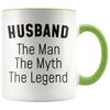 Husband Gifts Husband The Man The Myth The Legend Husband Christmas Birthday Coffee Mug $14.99 | Green Drinkware