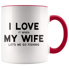 Load image into Gallery viewer, I Love It When My Wife Lets Me Go Fishing Accent Color Coffee Mug