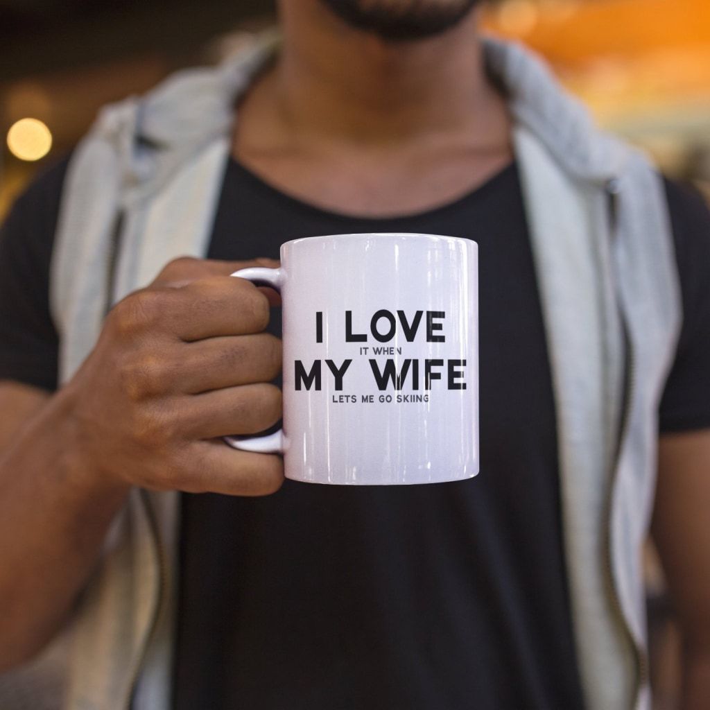 I Love It When My Wife Lets Me Go Skiing Coffee Mug | Funny Husband Gift $14.99 | Drinkware