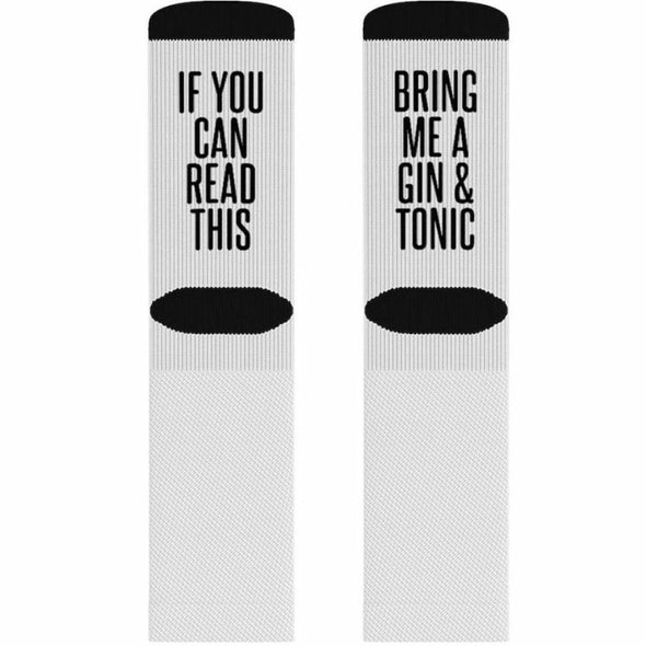 If You Can Read This Bring Me A Gin & Tonic Funny Socks for Men and Women $15.99 | L All Over Prints