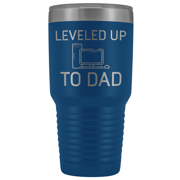 Leveled Up To Dad New Dad Insulated Vacuum 30oz Tumbler Travel Mug $39.99 | Blue Tumblers
