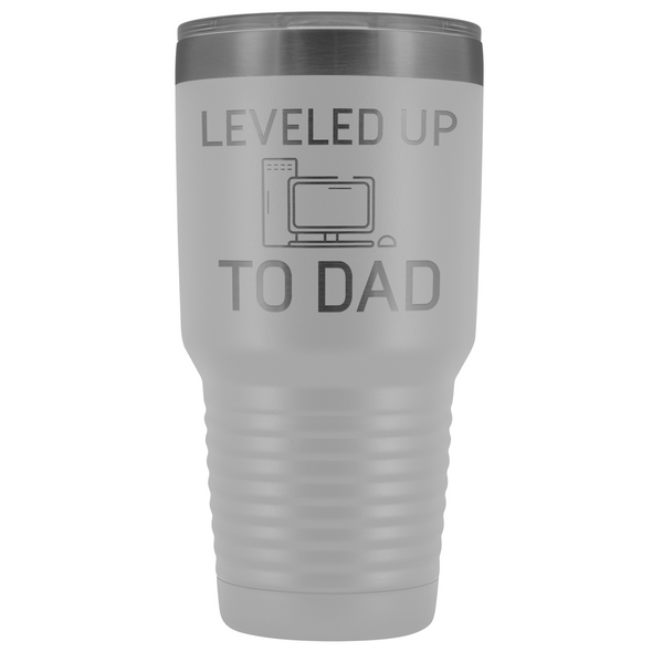 Leveled Up To Dad New Dad Insulated Vacuum 30oz Tumbler Travel Mug $39.99 | White Tumblers