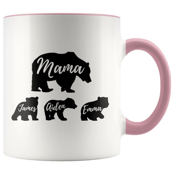 Mama Bear Mug Custom Names Mom Gifts Personalized Gifts for Mom Bear Coffee Mug Tea Cup $14.99 | Pink Drinkware