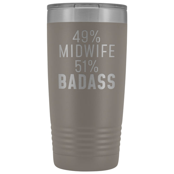Midwife Appreciation Gift: 49% Midwife 51% Badass Insulated Tumbler 20oz $29.99 | Pewter Tumblers