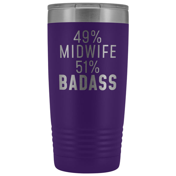 Midwife Appreciation Gift: 49% Midwife 51% Badass Insulated Tumbler 20oz $29.99 | Purple Tumblers