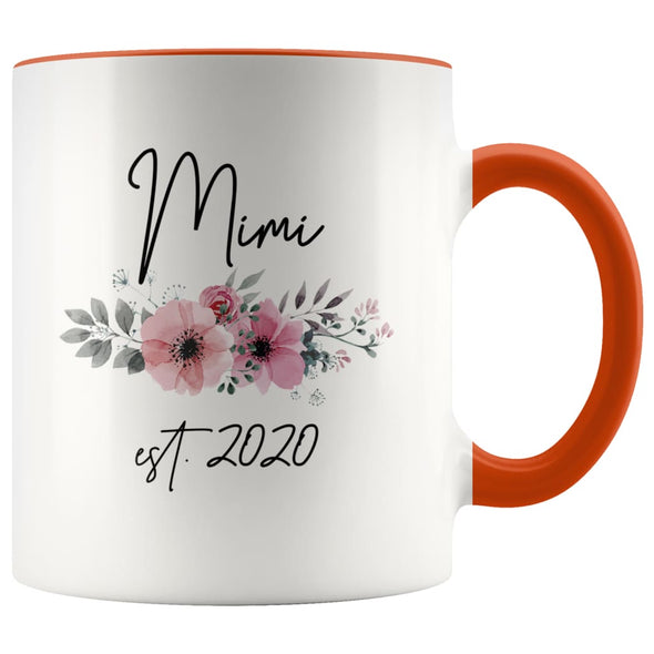 Mimi Est 2020 Pregnancy Announcement Gift to New Mimi Grandma Coffee Mug 11oz $14.99 | Orange Drinkware