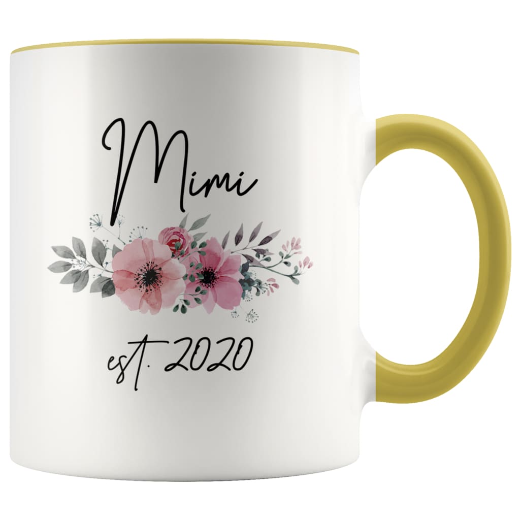 Mimi Est 2020 Pregnancy Announcement Gift to New Mimi Grandma Coffee Mug 11oz $14.99 | Yellow Drinkware