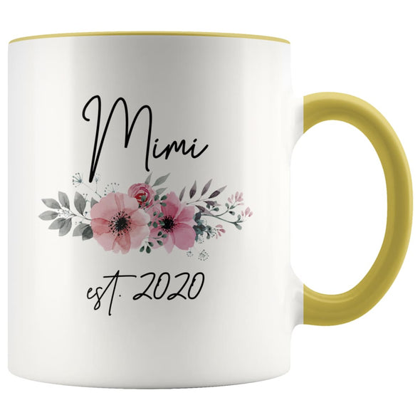 Mimi Est 2020 Pregnancy Announcement Gift to New Mimi Grandma Coffee Mug 11oz $14.99 | Yellow Drinkware