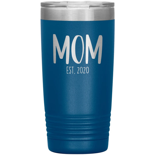 Mom Est 2020 New Mom Gift Custom or Personalized Year Insulated Travel Mug Vacuum Tumbler 20oz $29.99 | Blue Tumblers