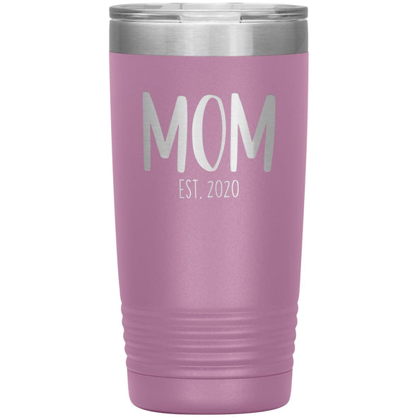 Mom Est 2020 New Mom Gift Custom or Personalized Year Insulated Travel Mug Vacuum Tumbler 20oz $29.99 | Light Purple Tumblers