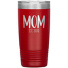 Mom Est 2020 New Mom Gift Custom or Personalized Year Insulated Travel Mug Vacuum Tumbler 20oz $29.99 | Red Tumblers
